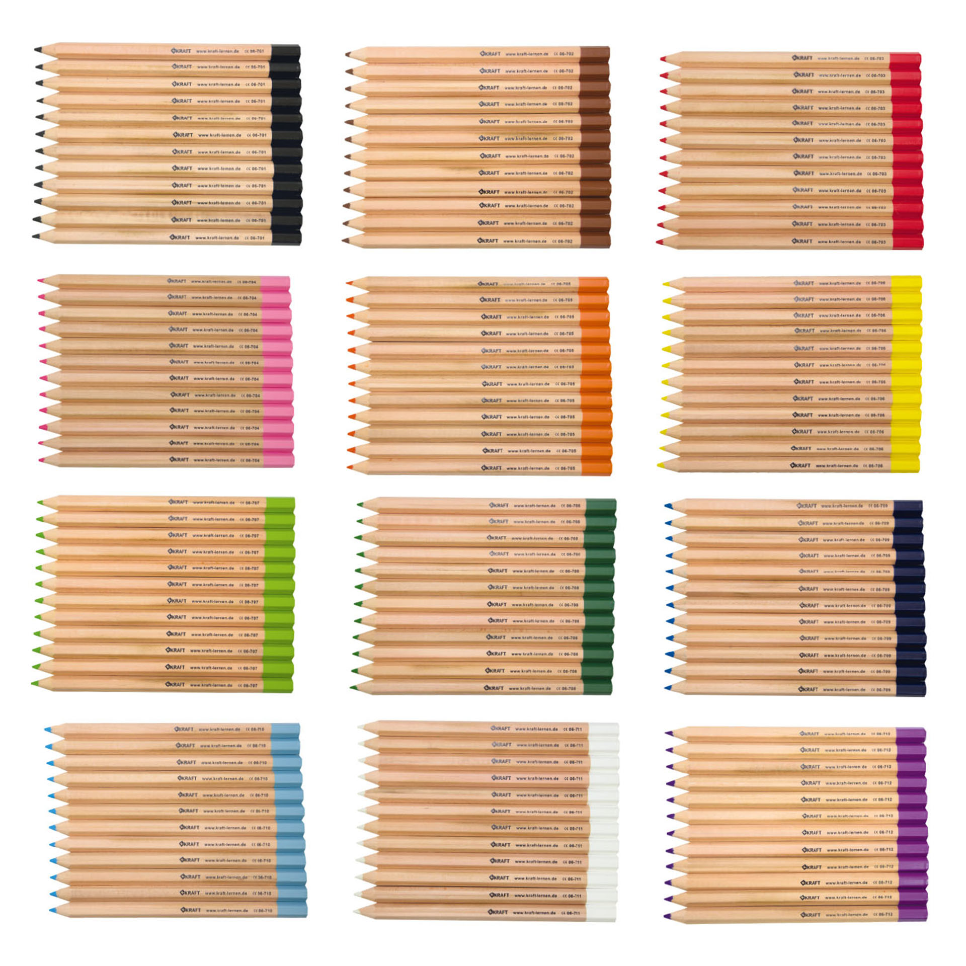 Dicke Buntstifte Sechskant, 144er Set, 12 Farben, inkl. Holzbox
