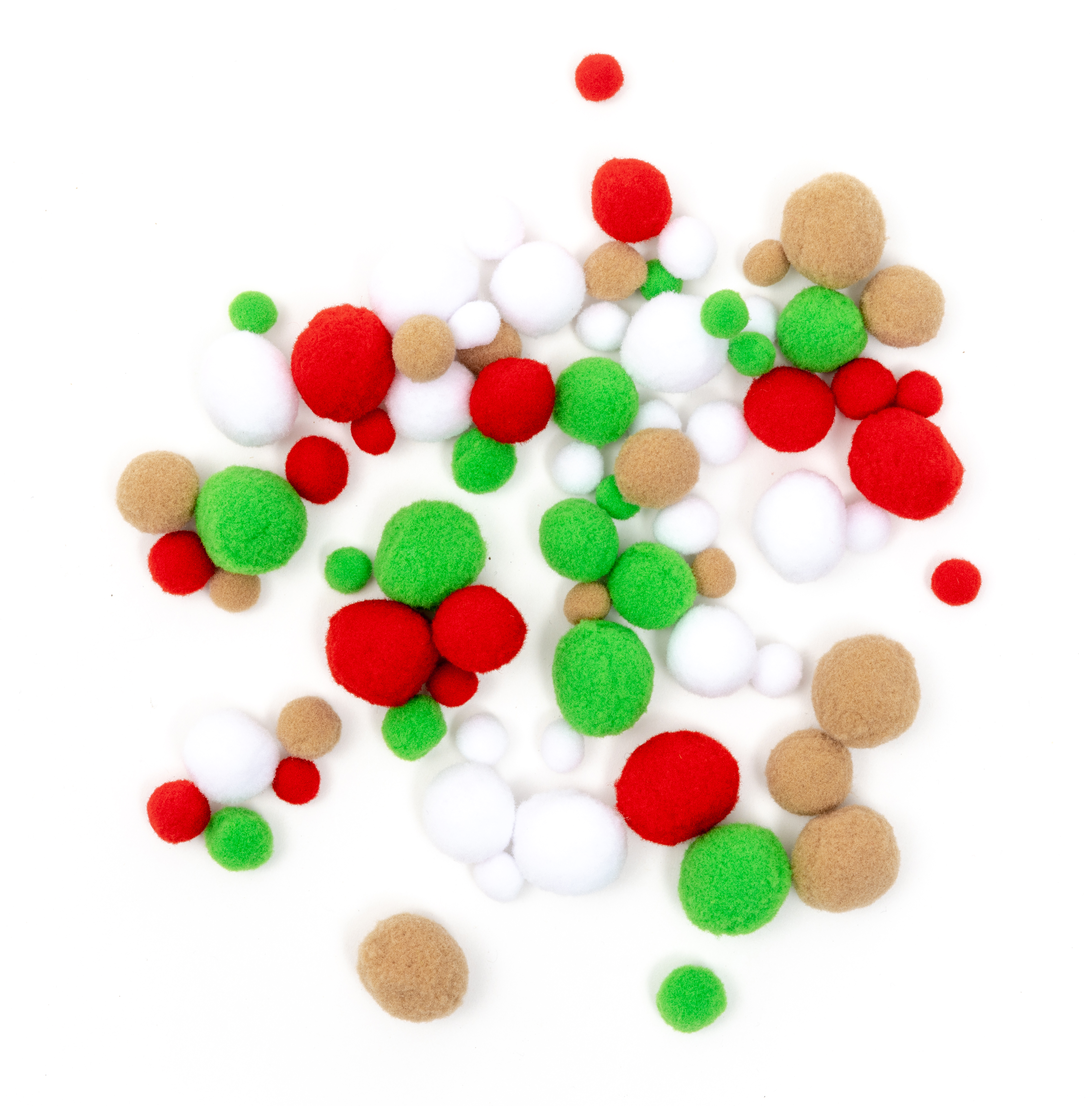 Pompons, 4 weihnachtliche Farben, 4 Größen, 78 Stück