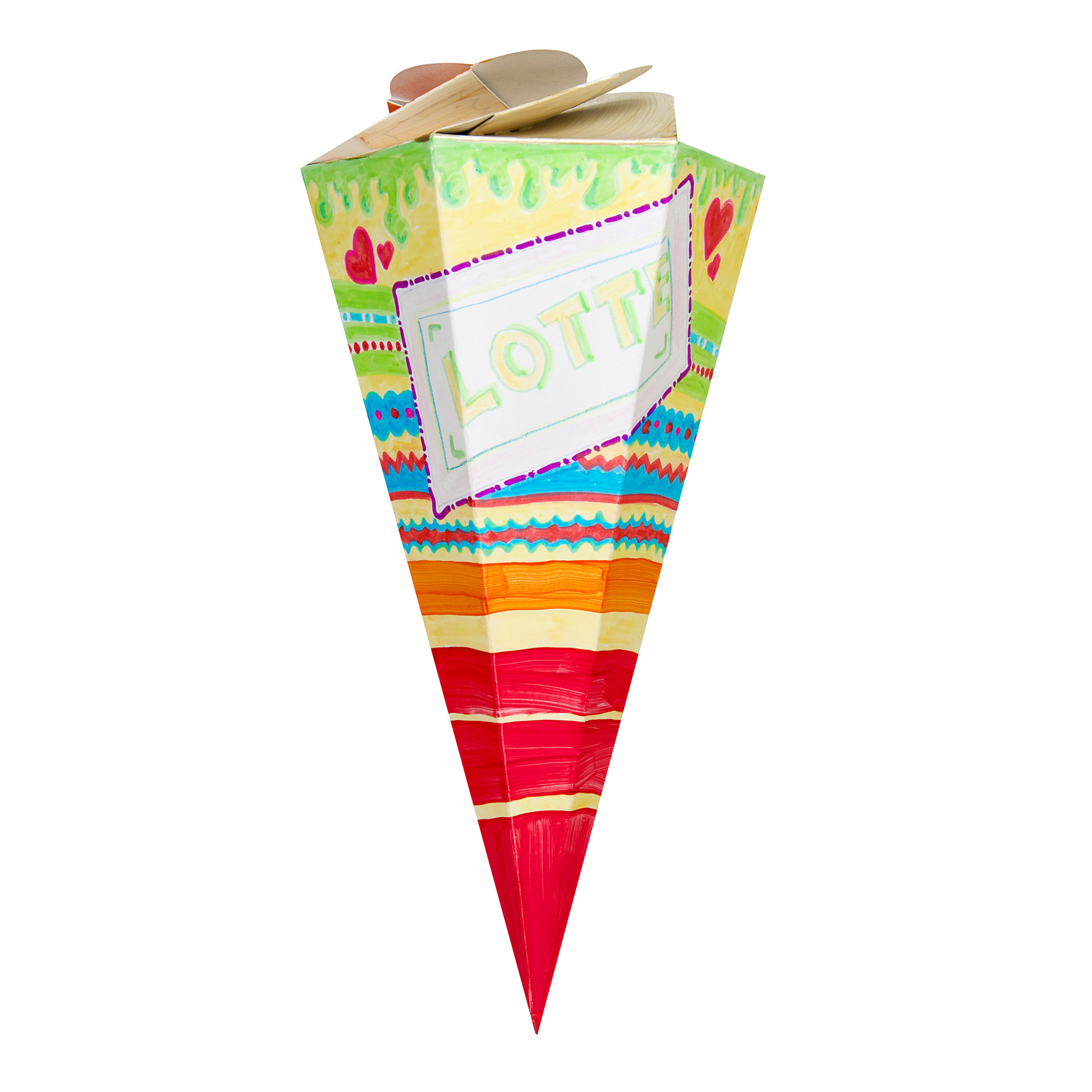 Schultüte bedruckt, 30 cm, Rosettenverschluss
