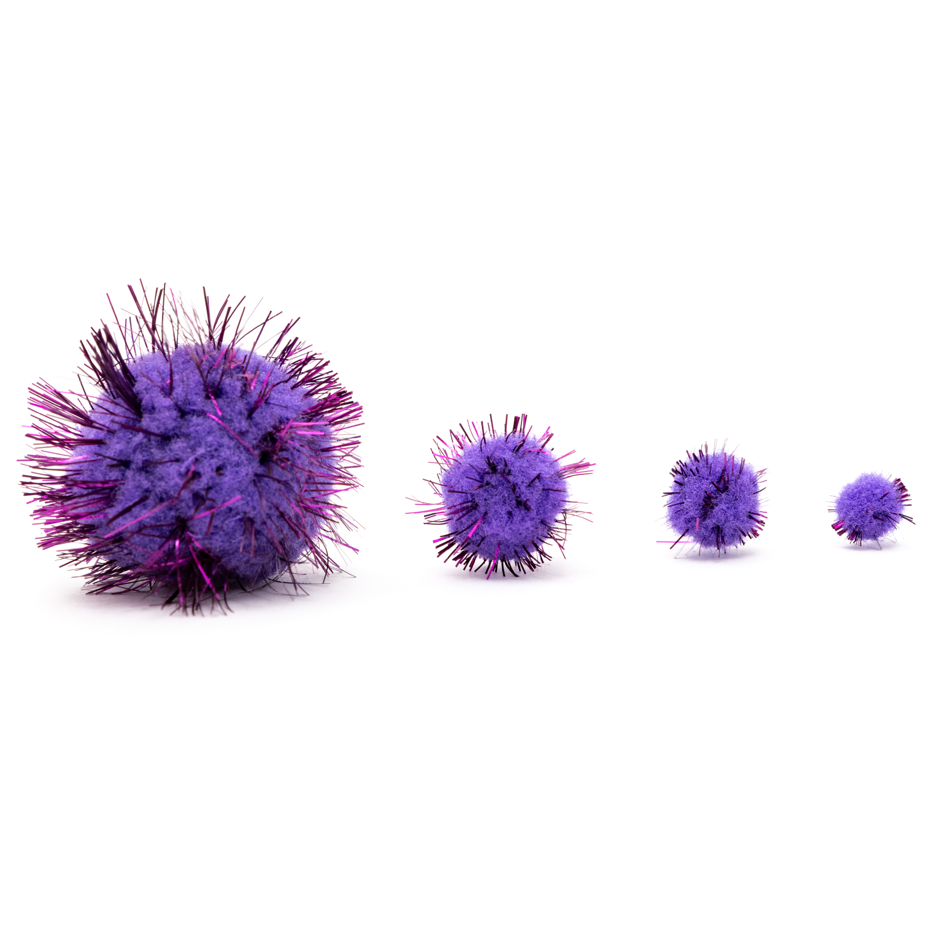 Pompons, 8 Glitzerfarben, 4 Größen, 500 Stück