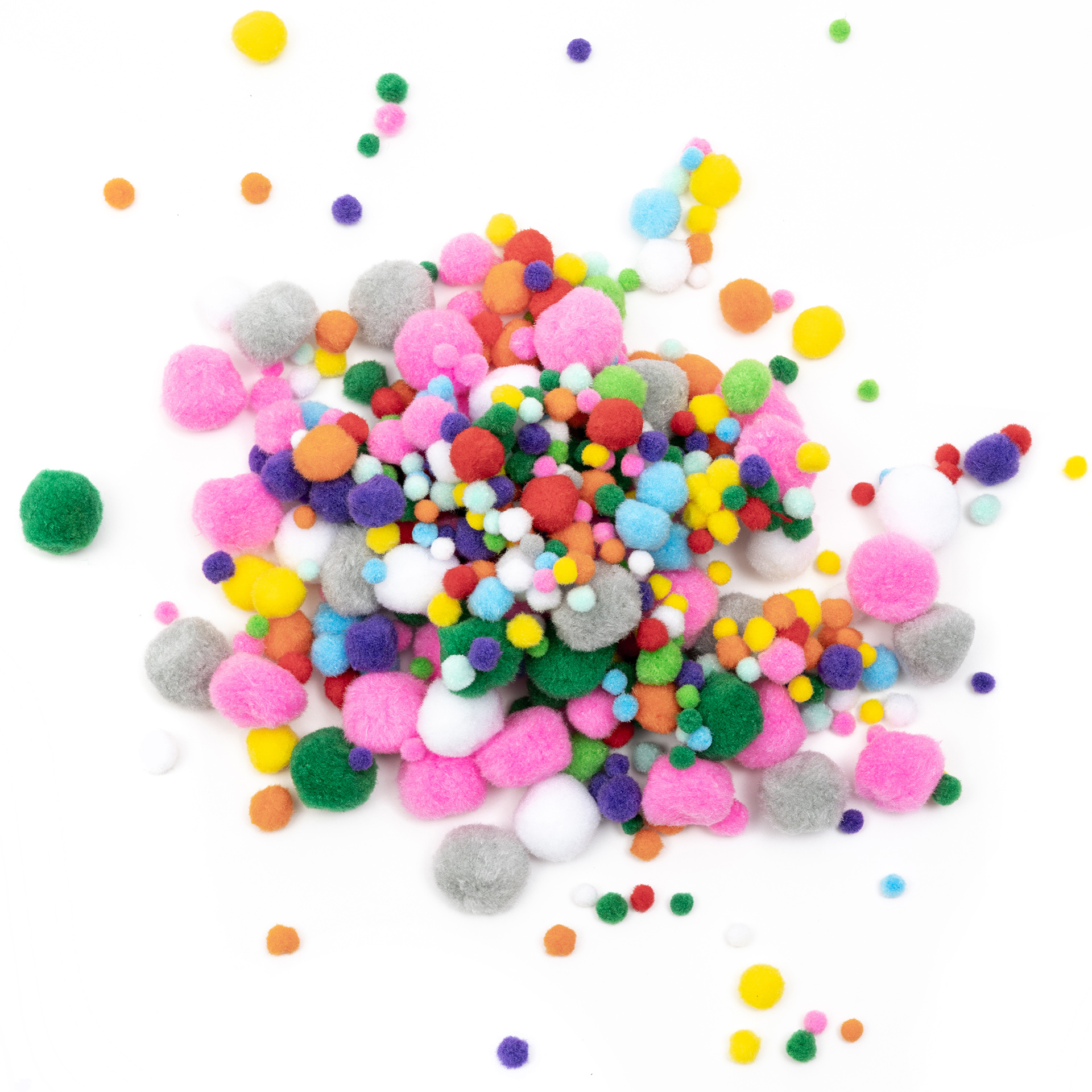 Pompons, 11 Farben, 5 Größen, 500 Stück