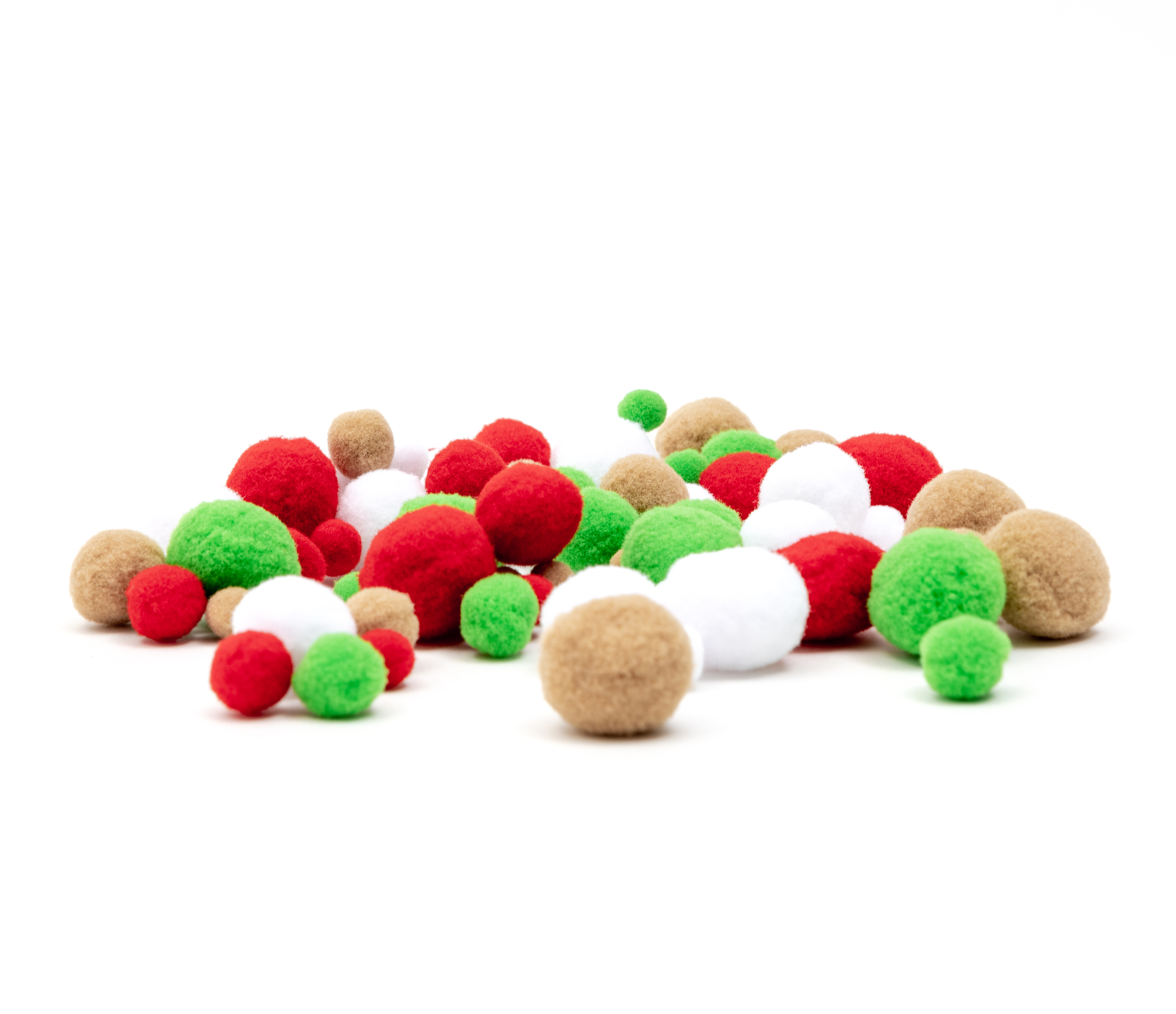 Pompons, 4 weihnachtliche Farben, 4 Größen, 78 Stück