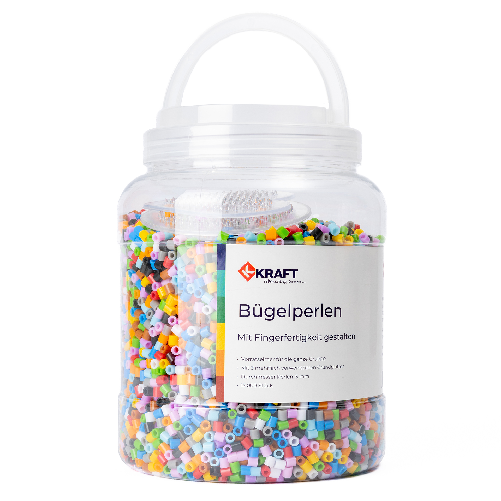 Bügelperlen-Eimer, 25.000 Perlen, inkl. 3 Platten