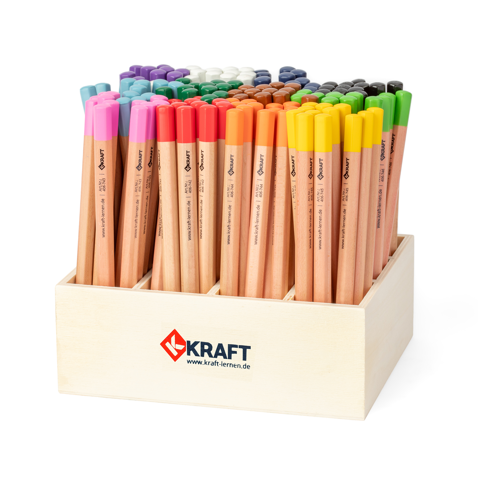 Dicke Buntstifte Sechskant, 144er Set, 12 Farben, inkl. Holzbox