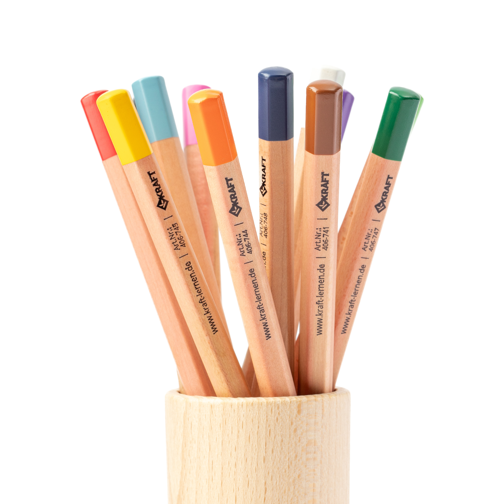 Dicke Buntstifte Sechskant, 12er Set, 12 Farben, inkl. Köcher